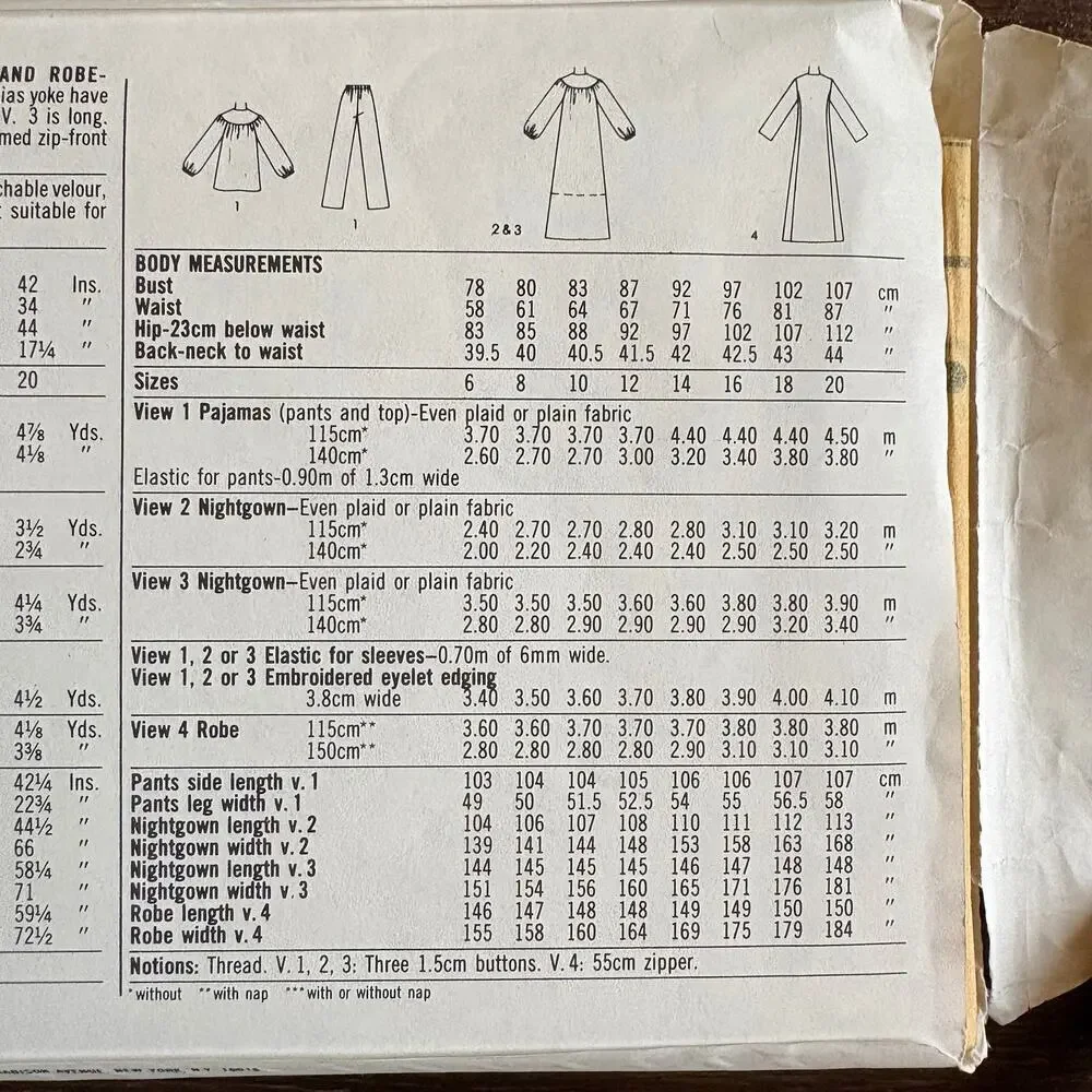 Simplicity 6626 VTG Uncut Sewing Pattern Size 12 Nightgown Pajamas and Robe 80s